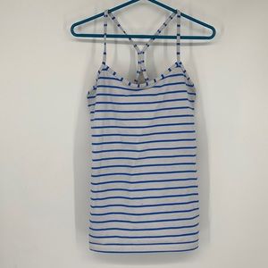 lululemon athletica Blue and White Striped Tank Top